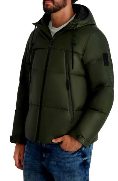 Karl Lagerfeld Men's Hooded Down Regular-fit Jacket In Green