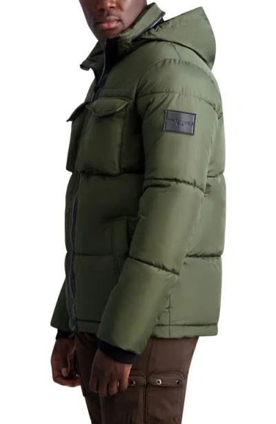 Karl Lagerfeld Paris Quilted Puffer Jacket In Green