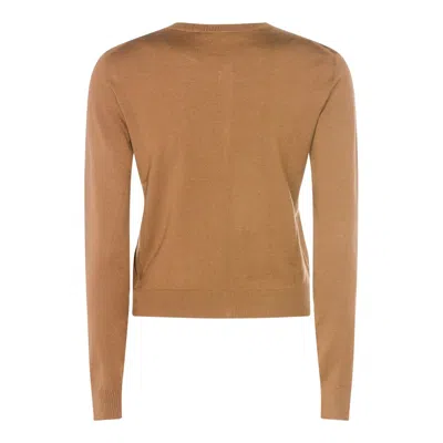 Zanone Long Sleeve Ribbed Cuff Crew Neck Knitwear In Nude