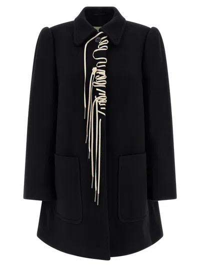 Dries Van Noten Structured White Jacket With High Shoulder Pads And Elegant Collar In Black