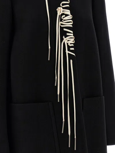 Dries Van Noten Structured White Jacket With High Shoulder Pads And Elegant Collar In Black