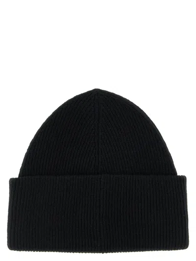 Mm6 Maison Margiela Ribbed Beanie With Logo Tag In Black