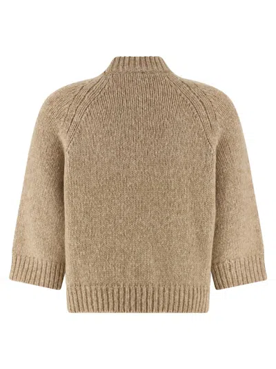 Peserico Diamond Pattern Knit Sweater With Raglan Sleeves In Neutral