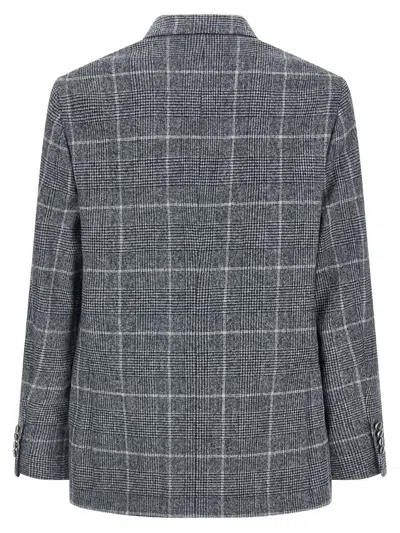 Brunello Cucinelli Notch Lapel Wool Jacket In Blue