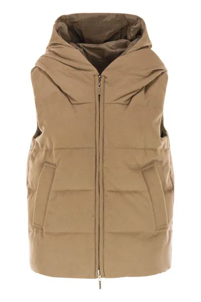 Max Mara The Cube Delfy - Reversible Padded Waistcoat In Camel And Water-repellent Taffeta In Brown