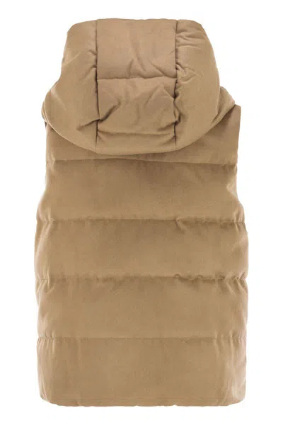 Max Mara The Cube Delfy - Reversible Padded Waistcoat In Camel And Water-repellent Taffeta In Brown