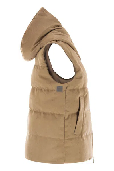 Max Mara The Cube Delfy - Reversible Padded Waistcoat In Camel And Water-repellent Taffeta In Brown