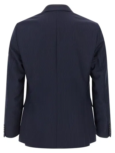 Pal Zileri Double-breasted Pinstripe Suit Jacket In Blue