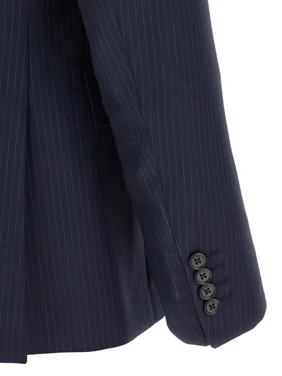 Pal Zileri Double-breasted Pinstripe Suit Jacket In Blue