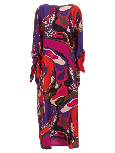 Pucci Orchidee Print Long Silk Kaftan In Multi