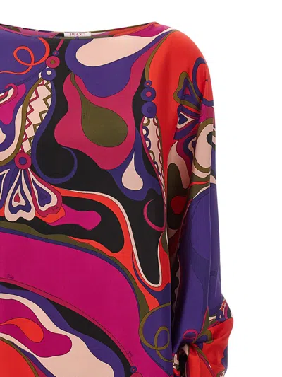 Pucci Orchidee Print Long Silk Kaftan In Multi