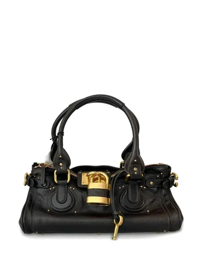 Chloé Structured Shoulder Bag With Padlock And Studs In Brown