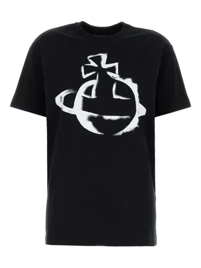 Vivienne Westwood Relaxed-fit Black T-shirt With Abstract Graphic Print In Black