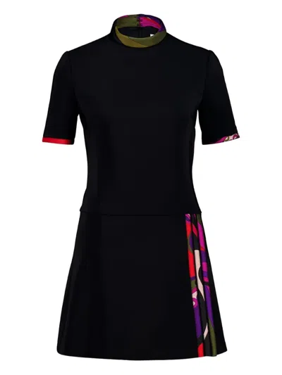 Pucci Printed Silk-trimmed Cady Minidress In Black