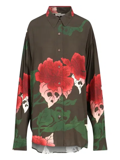 Our Legacy Floral Print Long Sleeve Casual Top In Brown