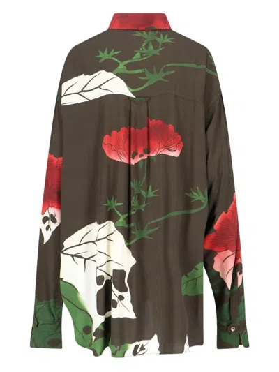 Our Legacy Floral Print Long Sleeve Casual Top In Brown