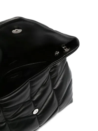 Saint Laurent Medium Loulou Puffer Chevron-logo Shoulder Bag In Black