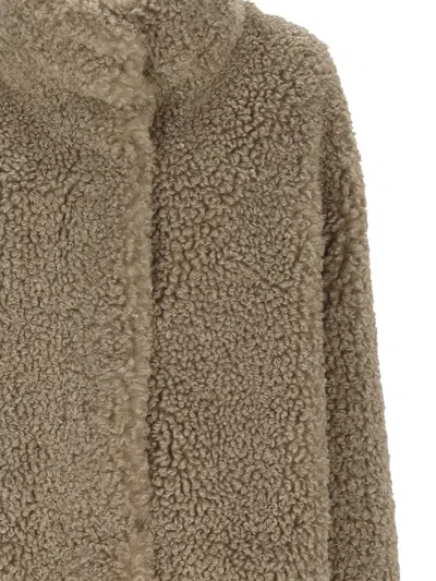 Rrd High-neck Panelled Textured Coat In Brown
