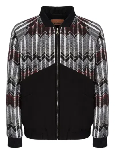 Missoni Bomberjacke Mit Zickzack-einsatz Aus Wollmischung In Multi