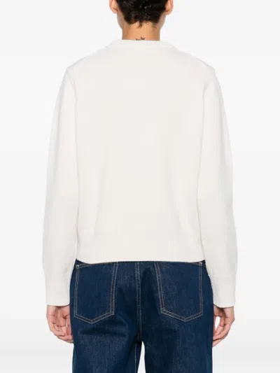 Maison Kitsuné Fox Head Wool Crewneck Jumper In Yellow