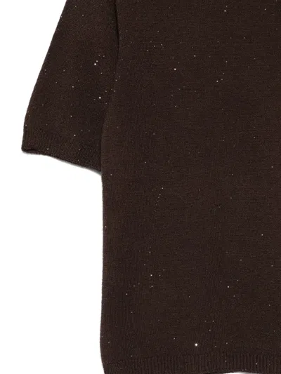 Liu •jo Short-sleeve Knitted Top In Brown