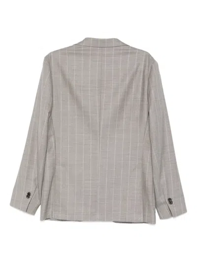 Corneliani Sophisticated Brown Suit With Pinstripe Detailing In Gray