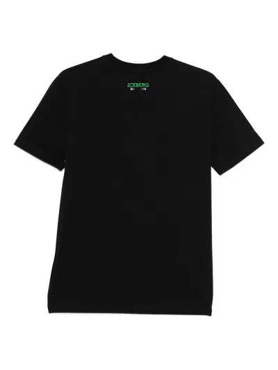 Iceberg Logo Graphic Print Short Sleeve T-shirt In Black