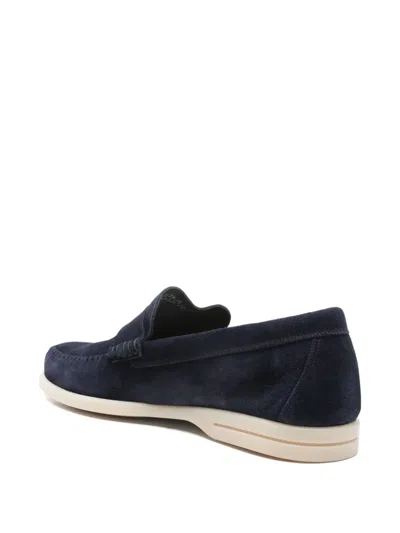 Bally Sude Penny Loafers In Blue