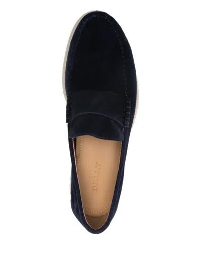 Bally Sude Penny Loafers In Blue