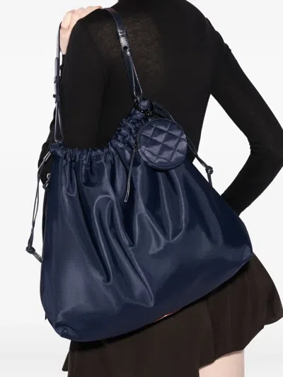 Mz Wallace Waverly Drawstring Quilted Shoulder Bag In Blue