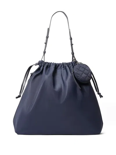 Mz Wallace Waverly Drawstring Quilted Shoulder Bag In Blue