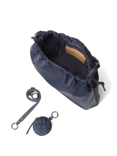 Mz Wallace Waverly Drawstring Quilted Shoulder Bag In Blue