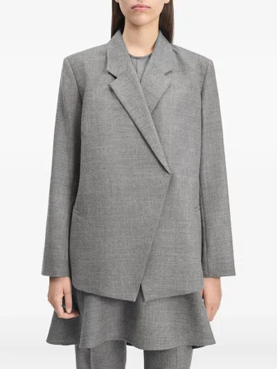 Bite Studios Asymmetric-fastening Blazer In Gray