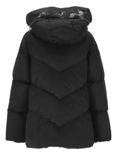 Add Lightweight Puffer Jacket With Fixed Hood And Innovative Features In Black