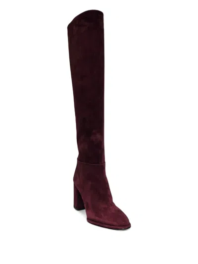 Le Silla Block Heel Boots In Burgundy