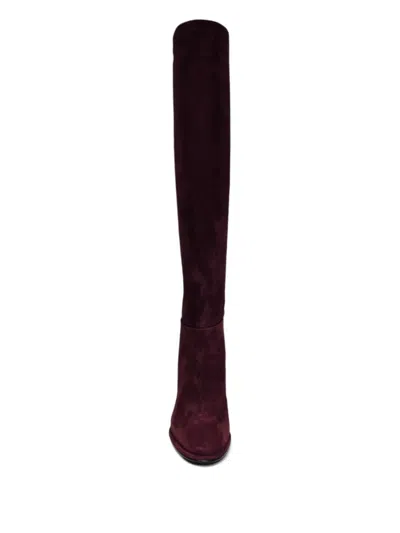 Le Silla Block Heel Boots In Burgundy