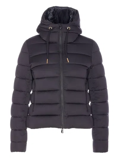 Save The Duck Black Down Jacket With Frontal Zip Closure In Black