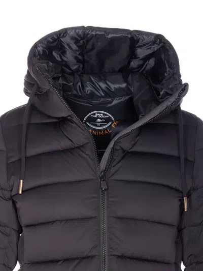 Save The Duck Black Down Jacket With Frontal Zip Closure In Black