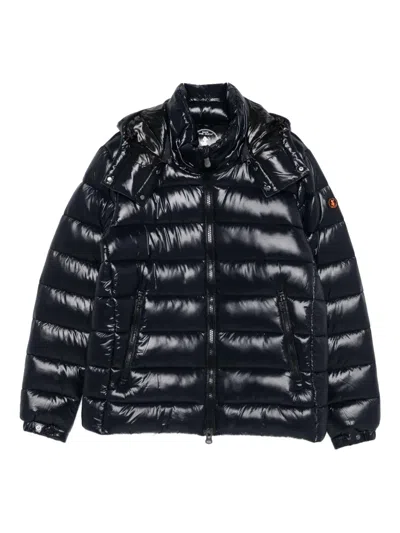 Save The Duck Florian Down Jacket With Lacquered Finish And Removable Hood In Black