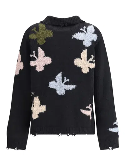 Baziszt Blue Alpaca Vicugna Pacos Sweatshirt In Black