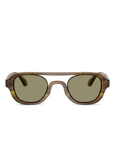 Giorgio Armani Geometric-frame Sunglasses In Brown