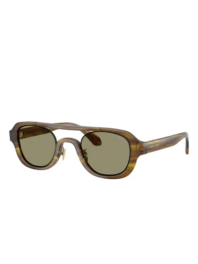 Giorgio Armani Geometric-frame Sunglasses In Brown