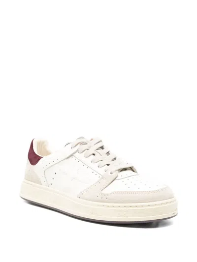 Premiata Low-top White Sneakers With Suede Overlays In White