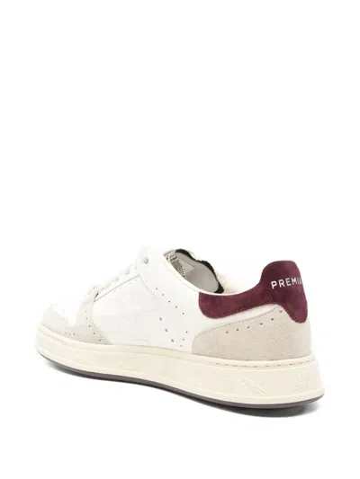 Premiata Low-top White Sneakers With Suede Overlays In White