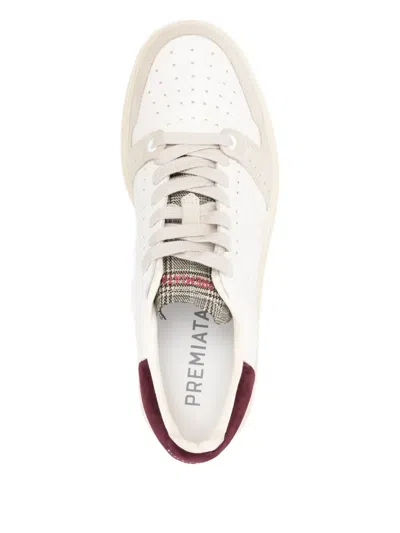 Premiata Low-top White Sneakers With Suede Overlays In White