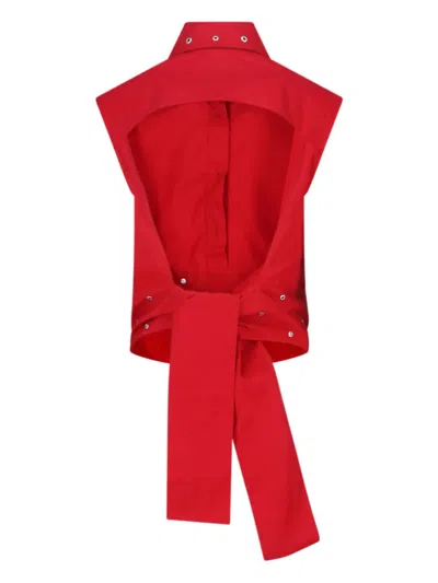 Our Legacy Sleeveless Top With Waist Tie Detail In Red