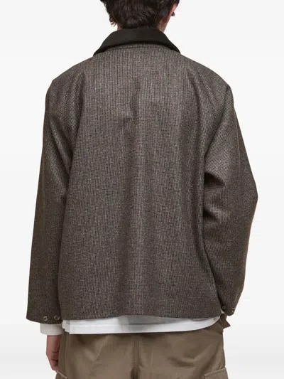 Barbour Mens Olive Check Editor Relaxed-fit Wool Jacket In Brown