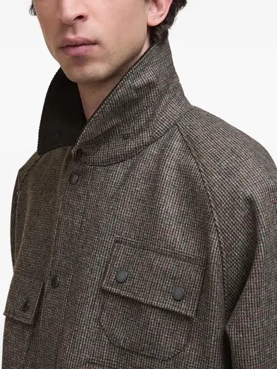 Barbour Mens Olive Check Editor Relaxed-fit Wool Jacket In Brown