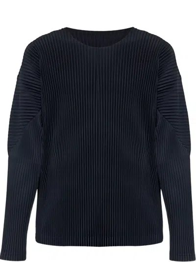 Issey Miyake Ns Navy Basics Long-sleeve Knit Top In Blue