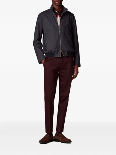 Paul Smith Check-pattern Bomber Jacket In Gray